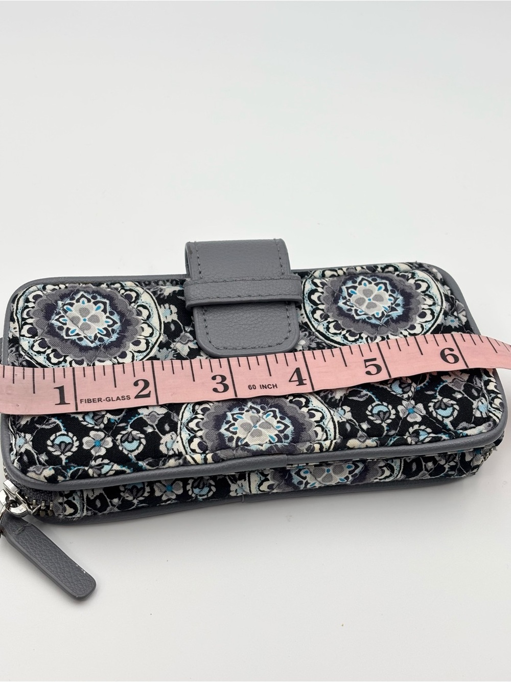 Vera Bradley Gray Floral Medallion Zip Wallet - Picture 8 of 10